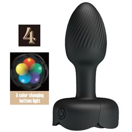 PRETTY LOVE - OLMAN ANAL PLUG WITH  LED LIGHT BLACK 8.8 CM - D-242897 - Teknashop Ltd