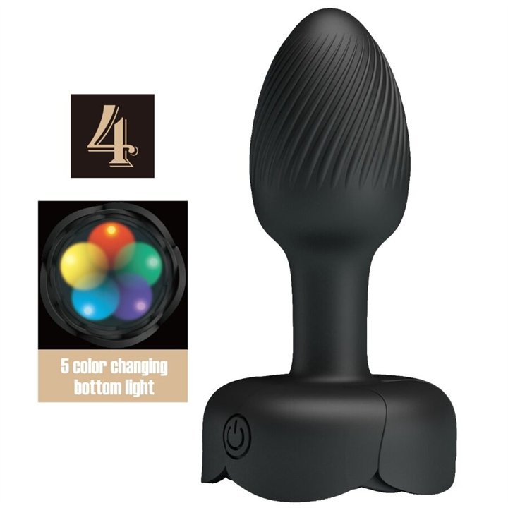 PRETTY LOVE - OLMAN ANAL PLUG WITH  LED LIGHT BLACK 8.8 CM - D-242897 - Teknashop Ltd