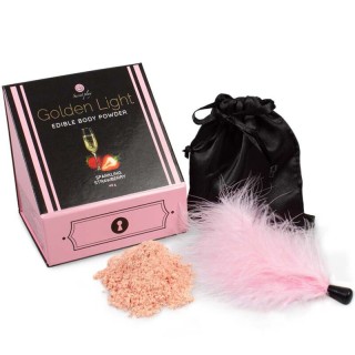 SECRETPLAY - GOLDEN LIGHT KIT SPARKLING STRAWBERRY EDIBLE POWDER & FEATHER - D-232386 - Teknashop Ltd