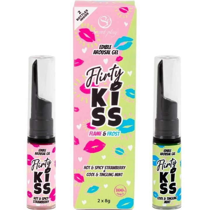 SECRETPLAY - FLIRTY KISS GELS WITH ORAL SEX EFFECTS STRAWBERRY & MINT 2 x 8 GR - D-244844 - Teknashop Ltd