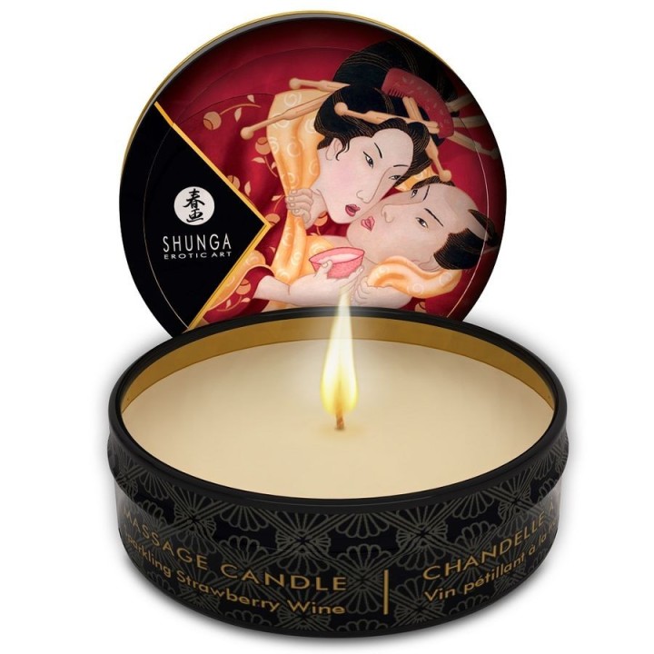 SHUNGA - MINI CARESS BY CANDELIGHT STRAWBERRIES AND CAVA MASSAGE CANDLE 30 ML - D-202764 - Teknashop Ltd