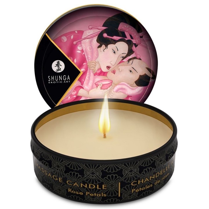 SHUNGA - MINI CARESS BY CANDELIGHT ROSES MASSAGE CANDLE 30 ML - D-202767 - Teknashop Ltd
