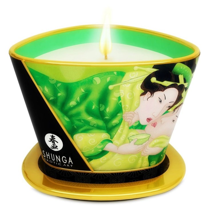 SHUNGA - MINI CARESS BY CANDELIGHT MASSAGE CANDLE T GREEN 170 ML - D-202769 - Teknashop Ltd