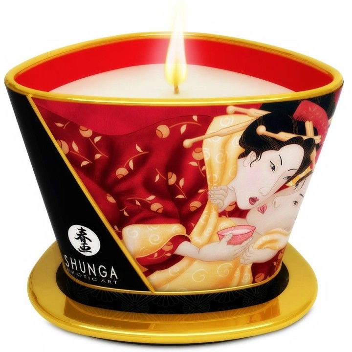 SHUNGA - MINI CARESS BY CANDELIGHT STRAWBERRIES AND CAVA MASSAGE CANDLE 170 ML - D-202771 - Teknashop Ltd