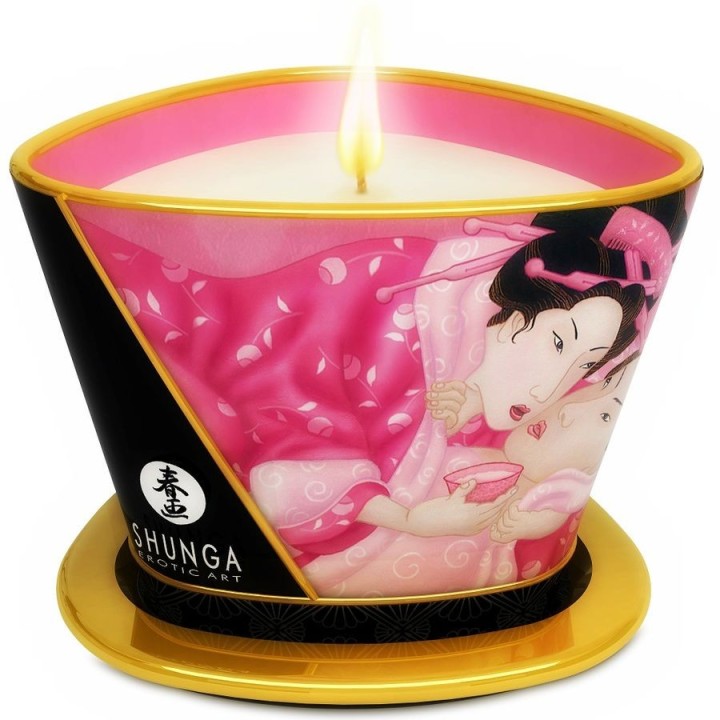 SHUNGA - MINI CARESS BY CANDELIGHT APHRODISIAC ROSES MASSAGE CANDLE 170 ML - D-202775 - Teknashop Ltd