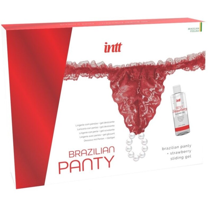 INTT RELEASES - BRAZILIAN RED PANTY WITH PEARLS AND LUBRICATING GEL 50 ML - D-234897 - Teknashop Ltd