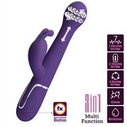 PRETTY LOVE - DEJON RABBIT VIBRATOR 3 IN 1 MULTIFUNCTION PURPLE - D-240560 - Teknashop Ltd