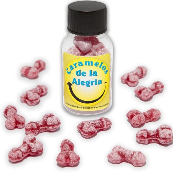 DIABLO PICANTE - 12 PENIS-SHAPED JOY CANDIES STRAWBERRY/CHERRY - D-242358 - Teknashop Ltd