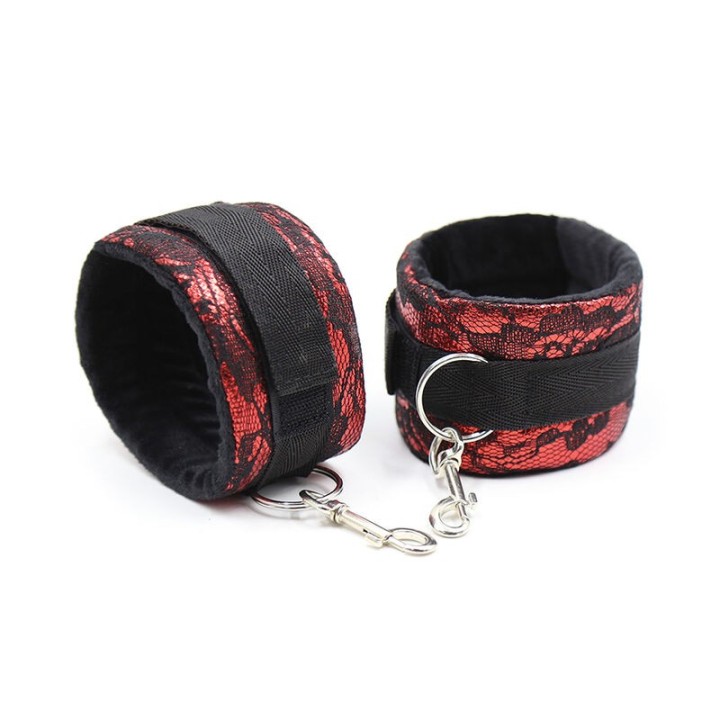 OHMAMA FETISH - VELVET HANDCUFFS WITH NYLON TAPE - D-230091 - Teknashop Ltd