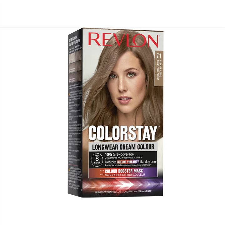 Revlon, Color Stay, Permanent Hair Dye, 7.1 Dark Ash Blonde, 165 ml - Teknashop Ltd