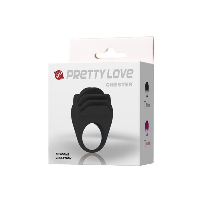 Pretty Love Vibrating Cock Ring Chester Black - BI-210137 - Teknashop Ltd