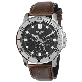 CASIO COLLECTION Mod. DIVER MULTIFUCTION, LEATHER - BLACK - WW.MTP-VD300L-1EUDF - Teknashop Ltd