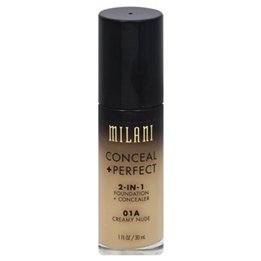 Milani, Conceal + Perfect, Matte, Liquid Foundation & Concealer 2-In-1, 01A, Creamy Nude, 30 ml - Teknashop Ltd