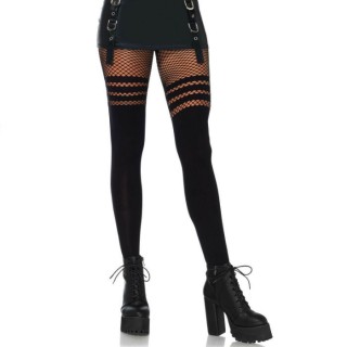 LEG AVENUE - PANTYHOUSE WIT FISNHET STRIPES - D-210546 - Teknashop Ltd