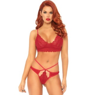LEG AVENUE - 2 PIECES SET LACE BRALETTE AND THONG M/L - D-218660 - Teknashop Ltd