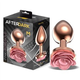 Rosegold Metal Anal Plug with Pink Rose Base - Size M - AD-571 - Teknashop Ltd