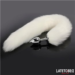 Anal plug with tail White 40 cm - 8436626090132 - Teknashop Ltd