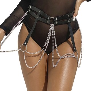 SUBBLIME - LEATHER RING CHAINBELT BLACK ONE SIZE - D-239268 - Teknashop Ltd