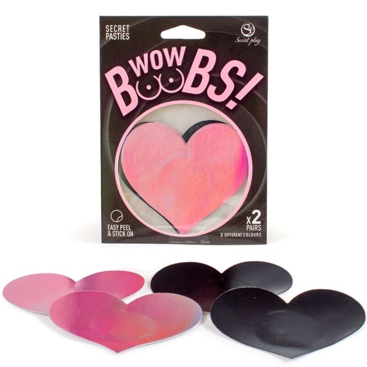 SECRET PLAY - WOW BOOBS! HEART NIPPLE COVERS - D-239373 - Teknashop Ltd
