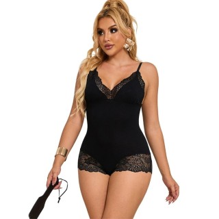 SUBBLIME - BLACK FLORAL LACE DETAIL TEDDY L/XL - D-239860 - Teknashop Ltd