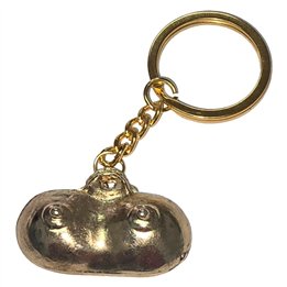 DIABLO PICANTE - GOLD METAL KEYCHAIN ​​WITH BREASTS - D-245411 - Teknashop Ltd