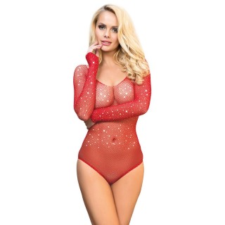 SUBBLIME - 952303 SHINY GRILL BODY WITH OFF SHOULDERS LONG SLEEVE RED ONE SIZE - D-241379 - Teknashop Ltd