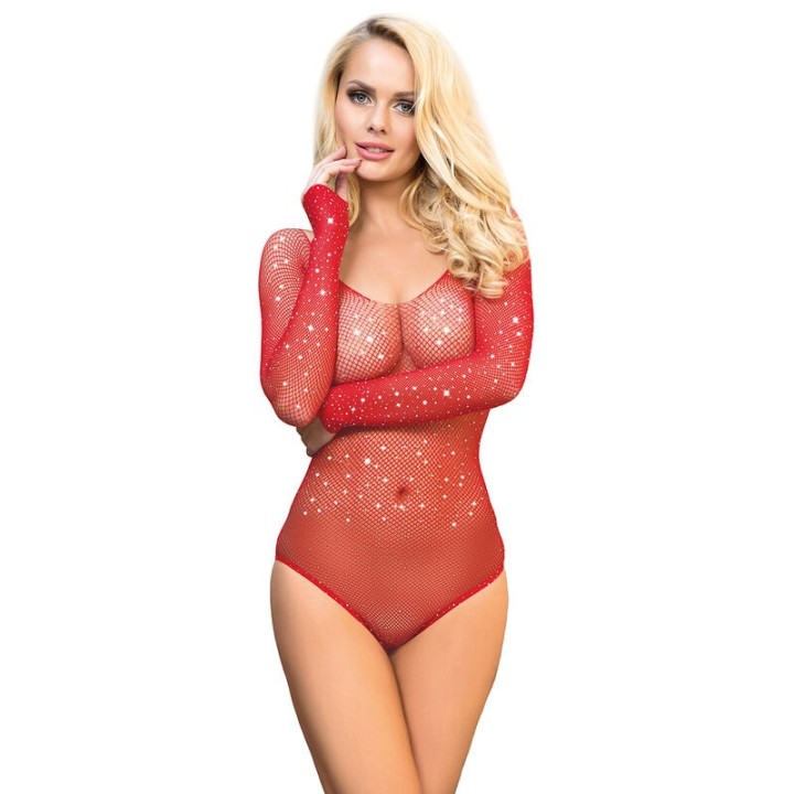 SUBBLIME - 952303 SHINY GRILL BODY WITH OFF SHOULDERS LONG SLEEVE RED ONE SIZE - D-241379 - Teknashop Ltd