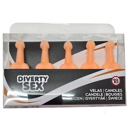 DIABLO PICANTE - BOX OF 5 FLESH PENIS-SHAPED CANDLES - D-242387 - Teknashop Ltd