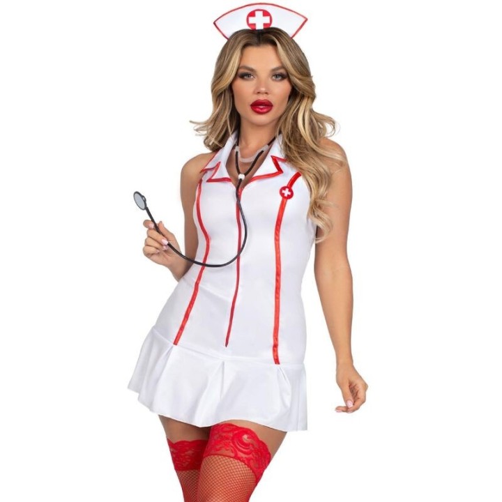 LEG AVENUE - HEAD NURSE COSTUME WHITE S/M - D-241999 - Teknashop Ltd