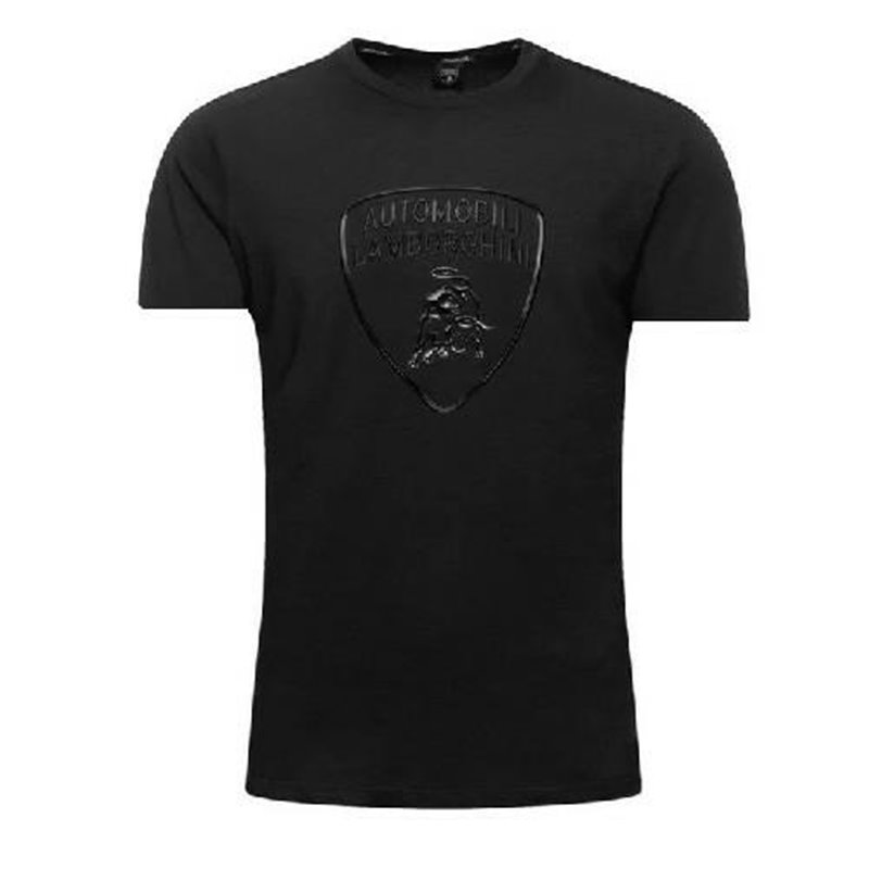 LAMBORGHINI SIZE L EMBOSSED SHIELD T-SHIRT BLACK