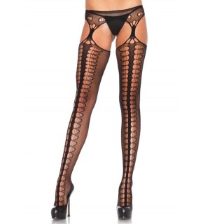 LEG AVENUE - TIGHTS WITH GARTER EXCLUSIVE BLACK - 1062 BLACK - Teknashop Ltd