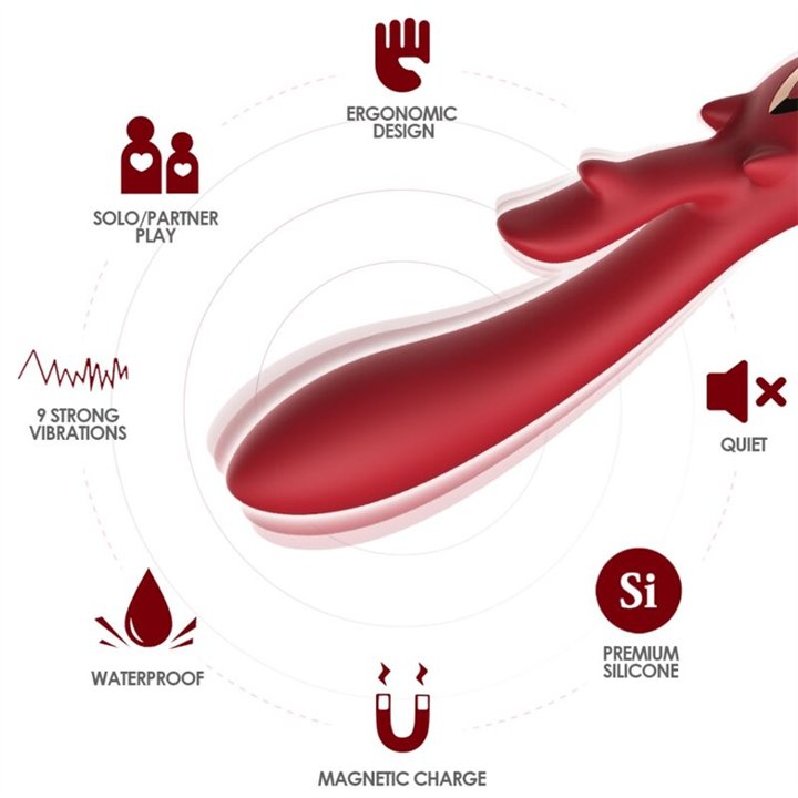 ARMONY - ELK VIBRATOR RABBIT CURVED RED - D-237936 - Teknashop Ltd