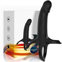 ARMONY - DILDO WITH RING & VIBRATOR BLACK - D-241563 - Teknashop Ltd