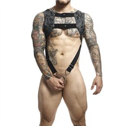 MOB - DNGEON HARNESS WITH SILVER PENIS RING ONE SIZE - D-243436 - Teknashop Ltd