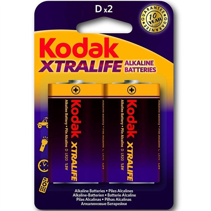 KODAK - XTRALIFE ALKALINE BATTERIES LR20 D LR20 1.5V - D-221122 - Teknashop Ltd