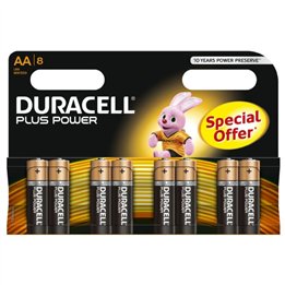 DURACELL - PLUS POWER BATTERY AA LR6 8UNITS - D-225364 - Teknashop Ltd