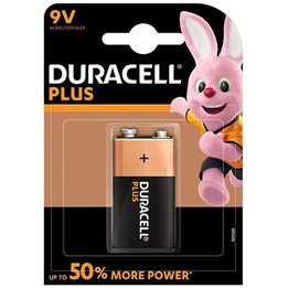 DURACELL - PLUS POWER BATTERY 9V LR61 1UNIT - D-225366 - Teknashop Ltd