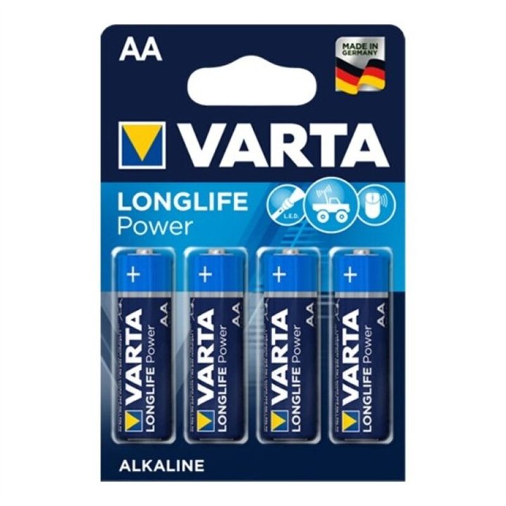 VARTA - LONGLIFE POWER ALKALINE BATTERY AA LR6 4 UNIT - D-230472 - Teknashop Ltd