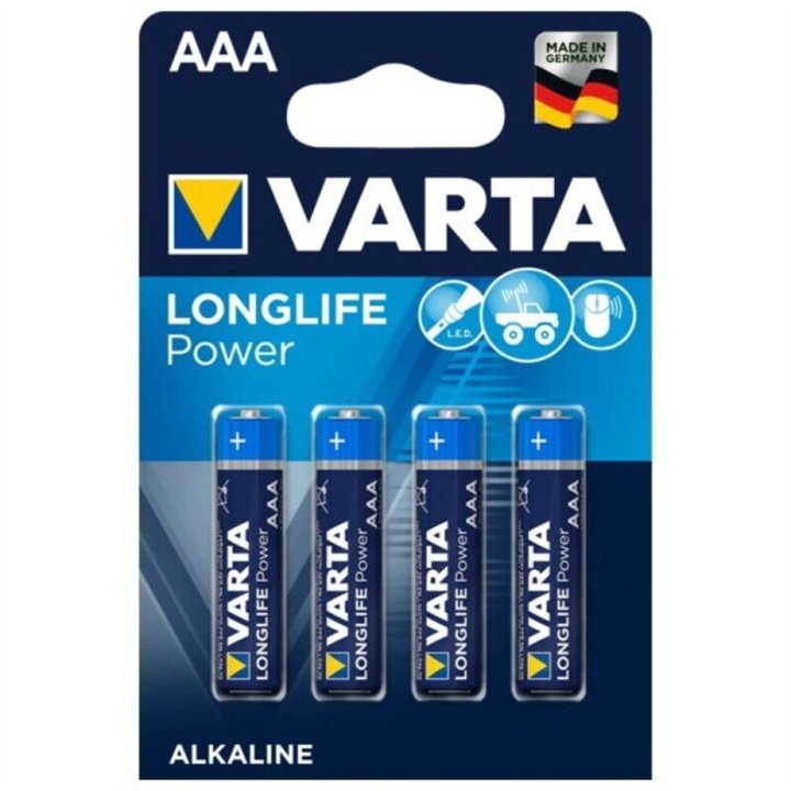 VARTA - LONGLIFE POWER ALKALINE BATTERY AAA LR03 4 UNIT - D-230473 - Teknashop Ltd