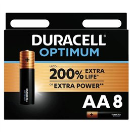 DURACELL - OPTIMUM 200 ALKALINE BATTERY AA LR6 8 UNIT - D-231870 - Teknashop Ltd