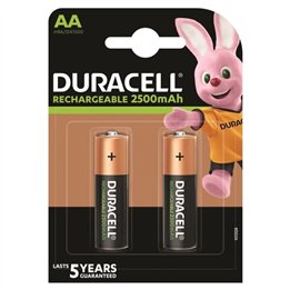 DURACELL - RECHARGEABLE BATTERY HR6 AA 2500mAh 2 UNIT - D-230391 - Teknashop Ltd