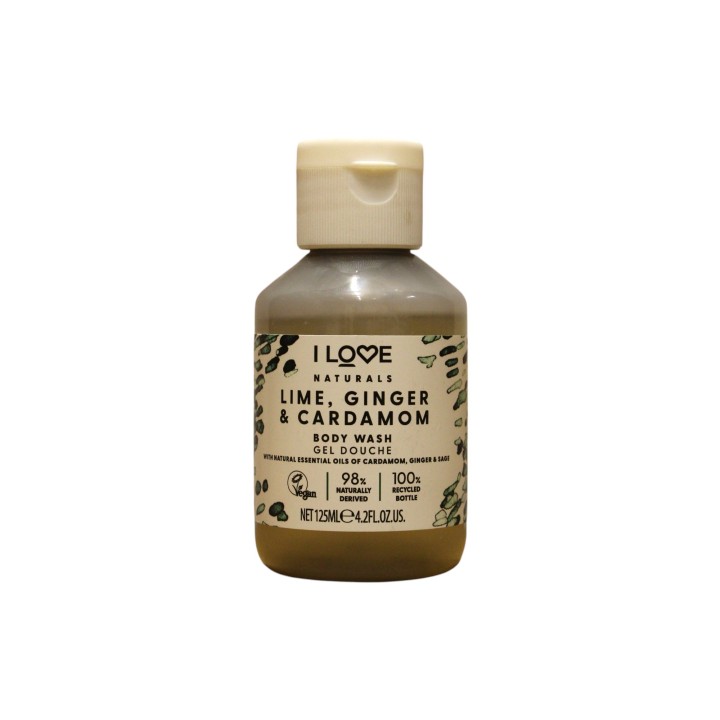 I Love, Naturals Collection, Vegan, Lime, Ginger & Cardamom, Hydrating, Shower Gel, For All Skin Types, 125 ml - Teknashop Ltd