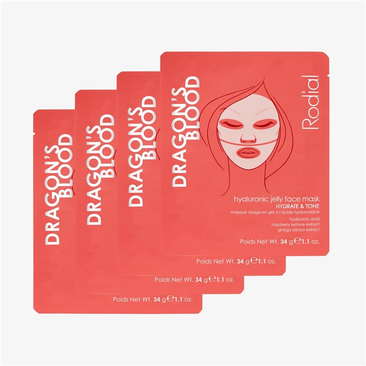 Rodial, Dragon's Blood, Hydrating, Gel Mask, Face, 4 pcs, 4 pcs - Teknashop Ltd