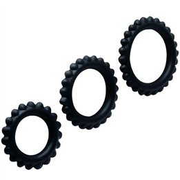 BAILE - TITAN SET 3PCS COCK RING BLACK 2.8 + 2.4 + 1.9 CM - D-208715 - Teknashop Ltd