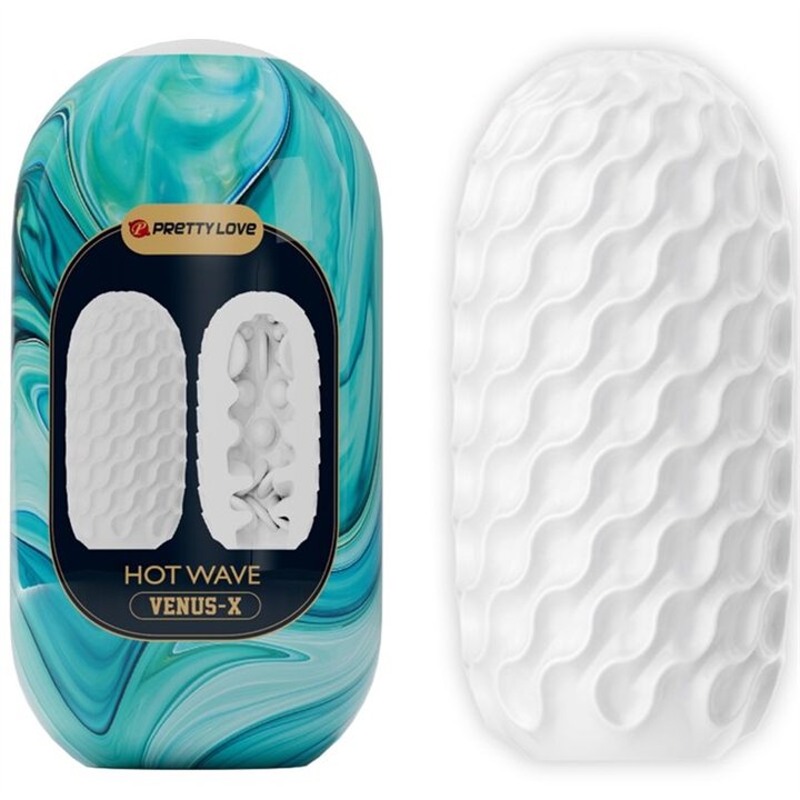 PRETTY LOVE - HOT WAVE SILICONE MALE MASTURBATOR WHITE - D-242433 - Teknashop Ltd