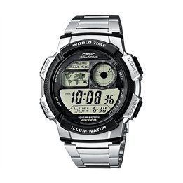 CASIO SPORT Mod. DIVER - WORLD TIME ILLUMINATOR - 5 ALARMS, 10 YEARS BATTERY - BLACK - WW.AE-1000WD-1AVDF - Teknashop Ltd