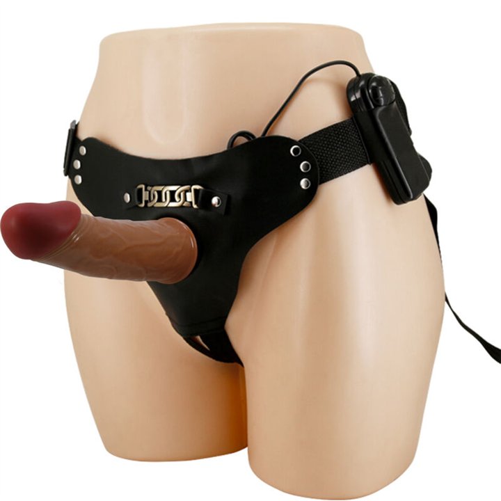 PRETTY LOVE - STARKS HARNESS BRIEFS MULTI-SPEED VIBRATION DILDO 17,5 CM LIGHT BROWN - D-238767 - Teknashop Ltd