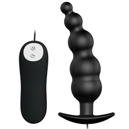 PRETTY LOVE - ANAL PLUG SILICONE EXTRA STIMULATION AND 12 VIBRATION MODES BLACK REMOTE CONTROL - D-211747 - Teknashop Ltd
