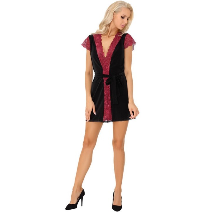 LIVCO CORSETTI FASHION - KUMIKO LC 90428 DRESSING GOWN + PANTY BLACK S/M - D-239088 - Teknashop Ltd