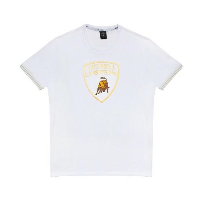 LAMBORGHINI SIZE M MENS3D GOLD LOGO T-SHIRT WHITE